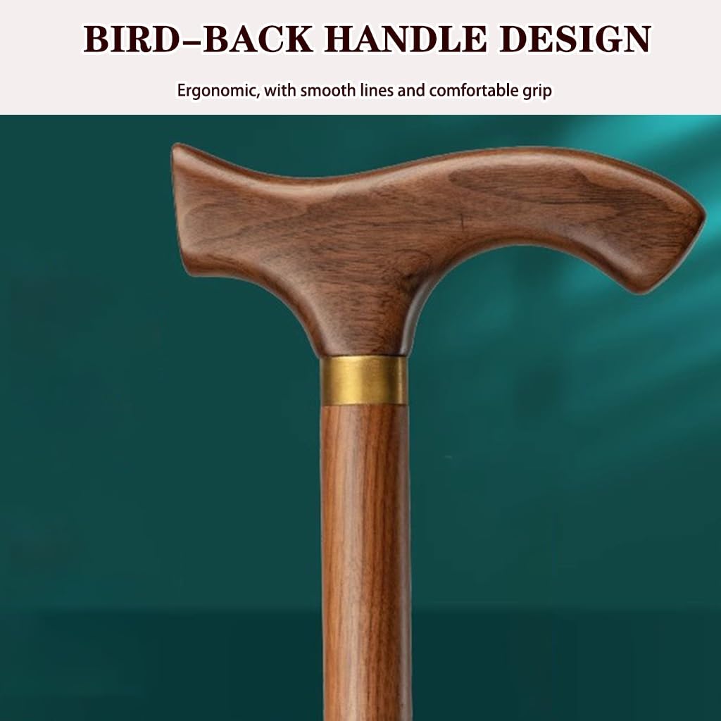 Bastone da passeggio in legno di noce con impugnatura ergonomica, 2 design ad arco, altezza regolabile da 80 a 93 cm, capacità 250 kg(A,87Cm(Use Height 165-170Cm))