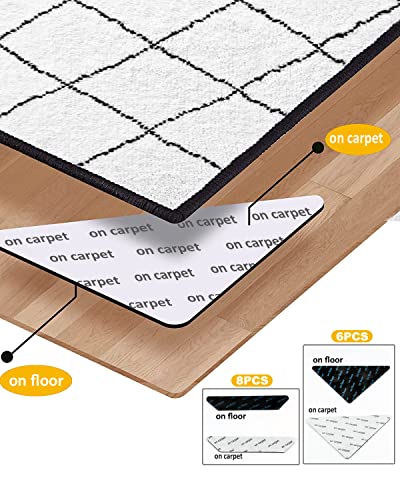 Rug Gripper Tape For Hardwood Floors: 14 Pcs Non Slip Rug Pads Double Sided Carpet Tape Rug Corner Grippers For Area Rugs Washable Reusable Runner Rug Sticky Pad No Curl For Tile Wood Floors Floor Mat #TOP3