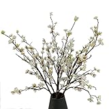 ARTIFIPLANT Plum Blossom Flowers Artificial,6Pcs White Cherry Blossom Branches,Faux Branches,White Cherry Blossom Flowers Artificial for Home Decor…