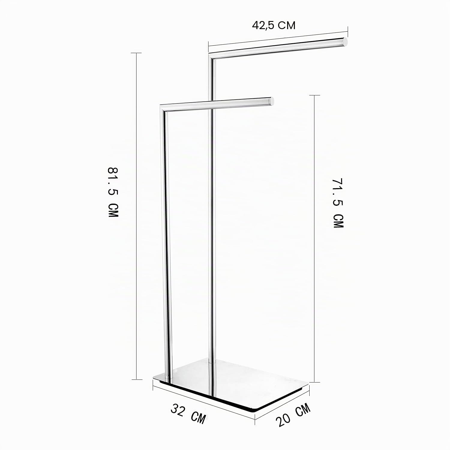 Freistehende Doppel-Handtuchhalter Badaccessoires Handtuchhalter Stand auf Boden Messing Chrom