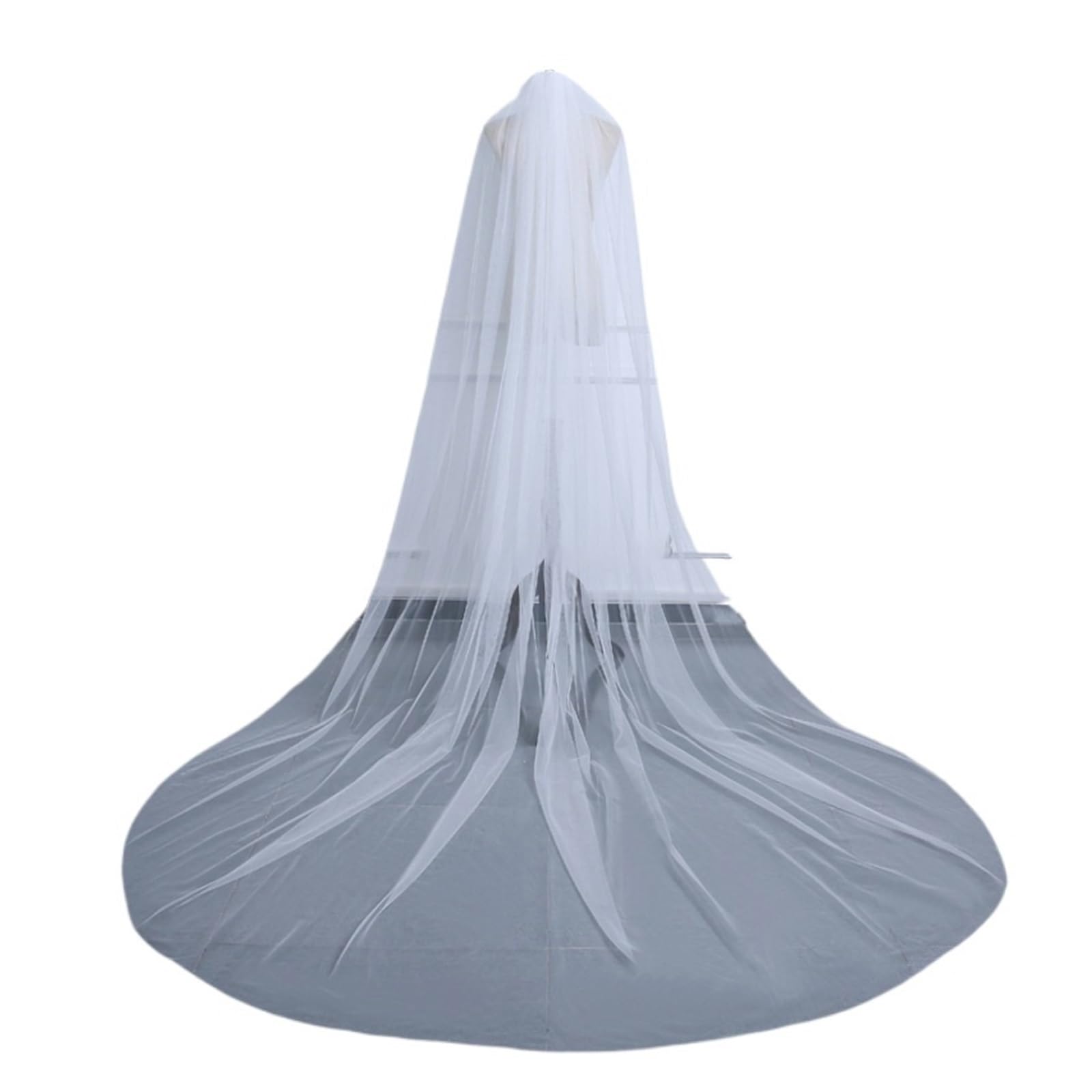 Ślub Jednowarstwowy Prosty Welony ślubne Tiulowy welon dla panny młodej z grzebieniem (Color : Ivory, Size : 300cm)