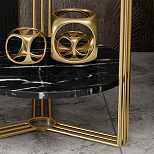 Table de rangement d'angle salon table basse marbre ronde 50 cm - 4