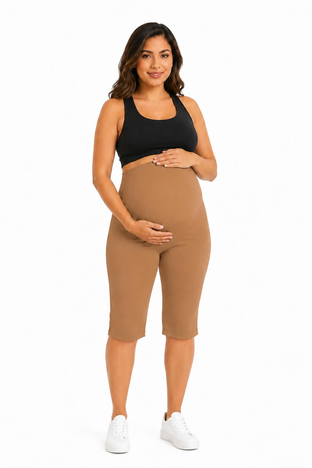 Sai's Women's High Waist & Till Knee Cotton Lycra Maternity Shorts|Pregnancy Shorts|Maternity Trouser Over The Belly for The Pre & Post Pregnancy-image-12