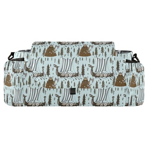 Burbuja Viking Boats Stroller Organizer with Insulated Cup Holders, Non-Slip Stroller Caddy Universal Fits Most Strollers, Nursery Accessories