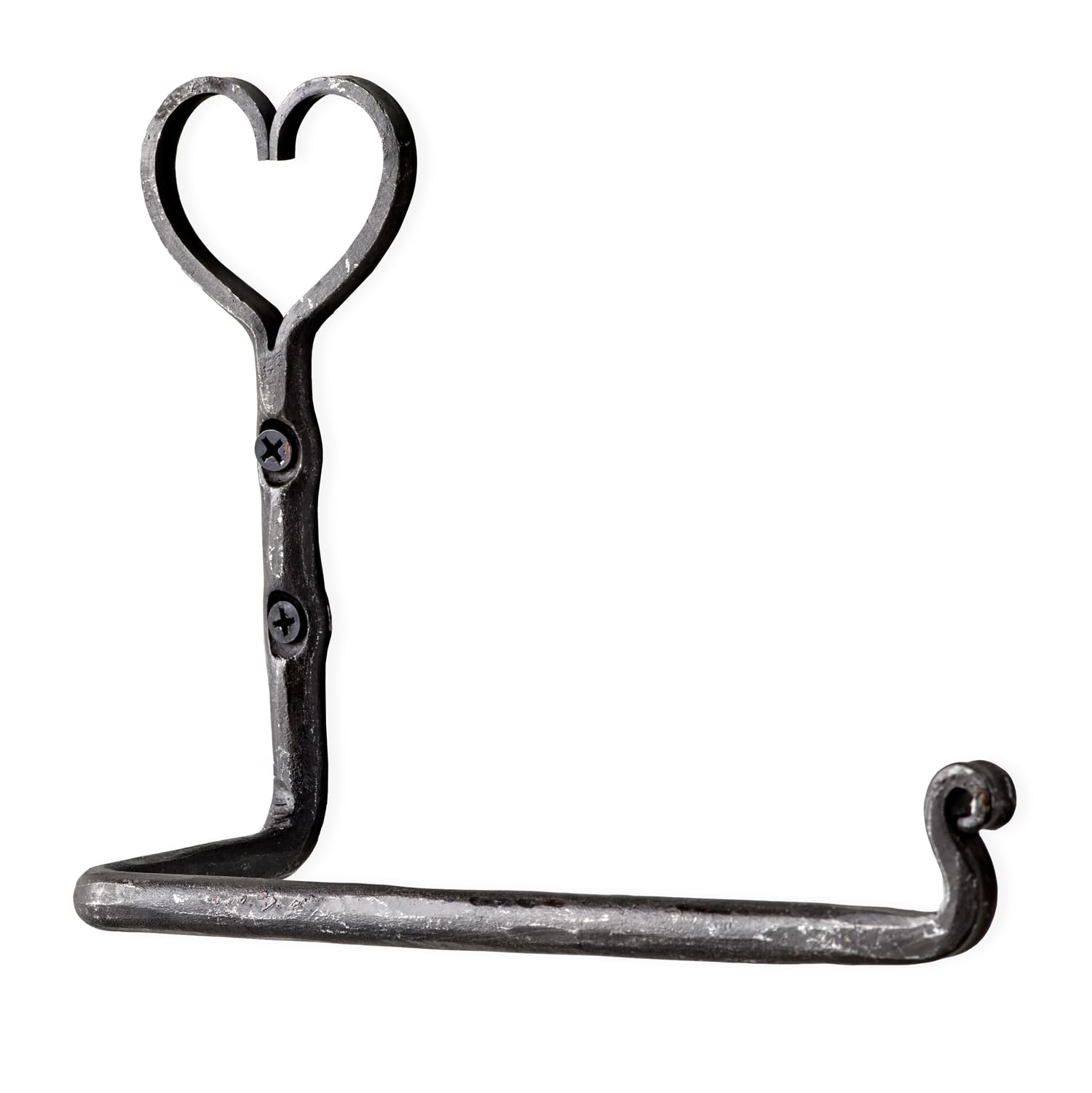 Gadsby Black Wrought Iron Heart Toilet Roll Holder Wall Mounted