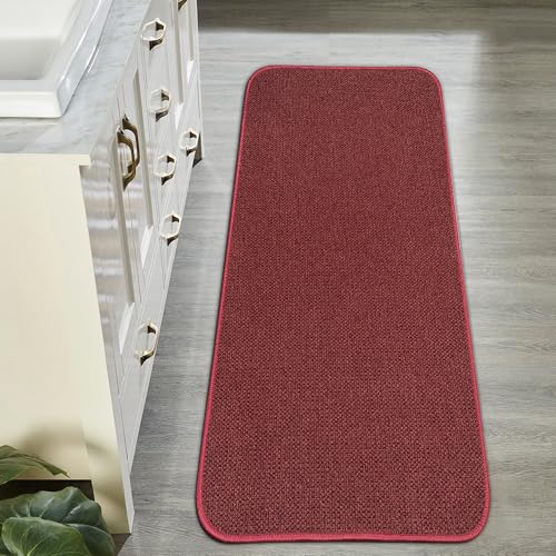 Bath Mat,Ultra Thin Bathroom Runner Rugs,Large Bath Mats for Bathroom,Quick Dry,Non-Slip,Machine Washable,Low Pile,Bath Rug,Shower Outside,Sink,Home Decor Accessories.Red,1'5"x2'11"(17x35inch)