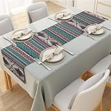 FUIBENG Navajo Aztec Native American Green Kitchen Table Runners Tablecloth Soft Non Slip Dining Tab