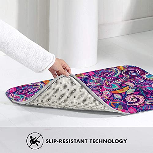 Cow Purple Pink Floral Paisley Doormat,Decorative Door Mat,Indoor Outdoor Non-Slip Floor Mat,Front Door Mat, Waterproof Washable Quickly Absorb Moisture And Resist Dirt Rugs 23.6"(L) X 15.7"(W) #TOP4