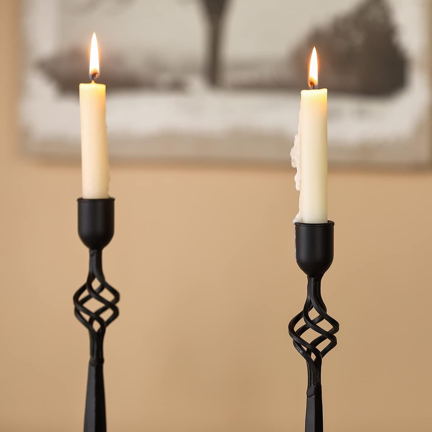 Black Iron Tall Taper Candle Holder Set of 3