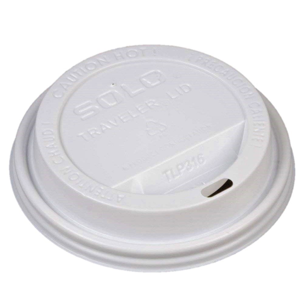 White Traveler Drink-Thru Lid. Fits 10, 12, 16, 20 and 24 Ounce Solo Brand Hot Beverage Cups. 400 Pack