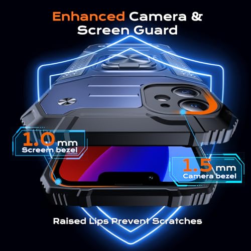 Image of Anqrp Heavy Duty Case for iPhone 11 Case with Enhanced Ring Holder Grip Stand, Military Grade Shockproof Rugged Drop Protective Silicone Hard Slim iPhone 11 Phone Case Cover,Vivid Blue