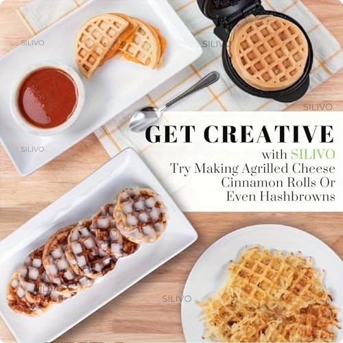 Image of SILIVO 3 In 1 Mini Waffle Maker Machine [4 Inch, 350 Watts] - Electric Waffle Iron, Home Kitchen Appliances Easy To Clean, Perfect For Breakfast, Dessert, Sandwich, Pan Cakes, Other Snacks