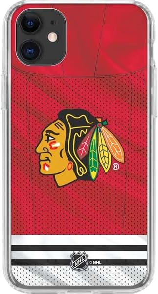 Skinit Clear Phone Case Compatible with iPhone 11 - Officially Licensed NHL Blackhawks Red Stripes Design