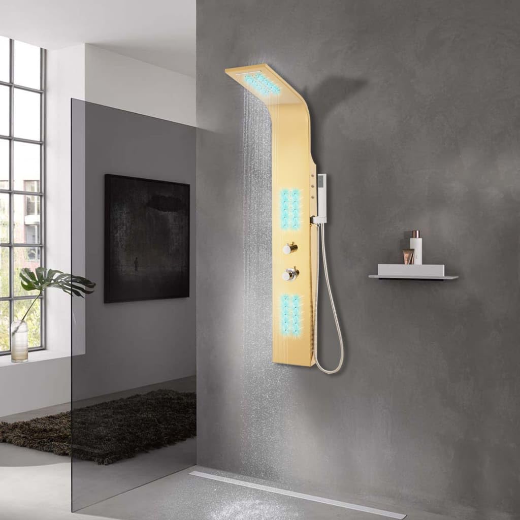 Pannello doccia in acciaio inox 201, curvo, colore: oro