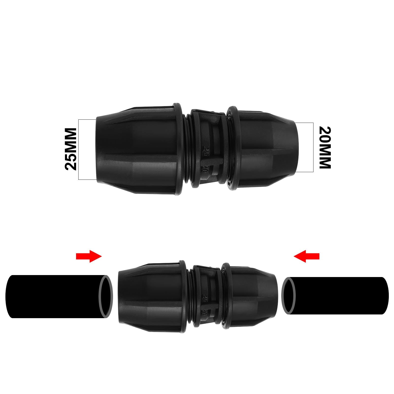 Be In Your Mind 4Set Philmac Metric Water Pipe Fitting Tap Connector Mixer Transition Coupling Reducing 20MM X 25MM for Kitchen Garden Hose Pipe Joiner Fitting for Taps - Image 4
