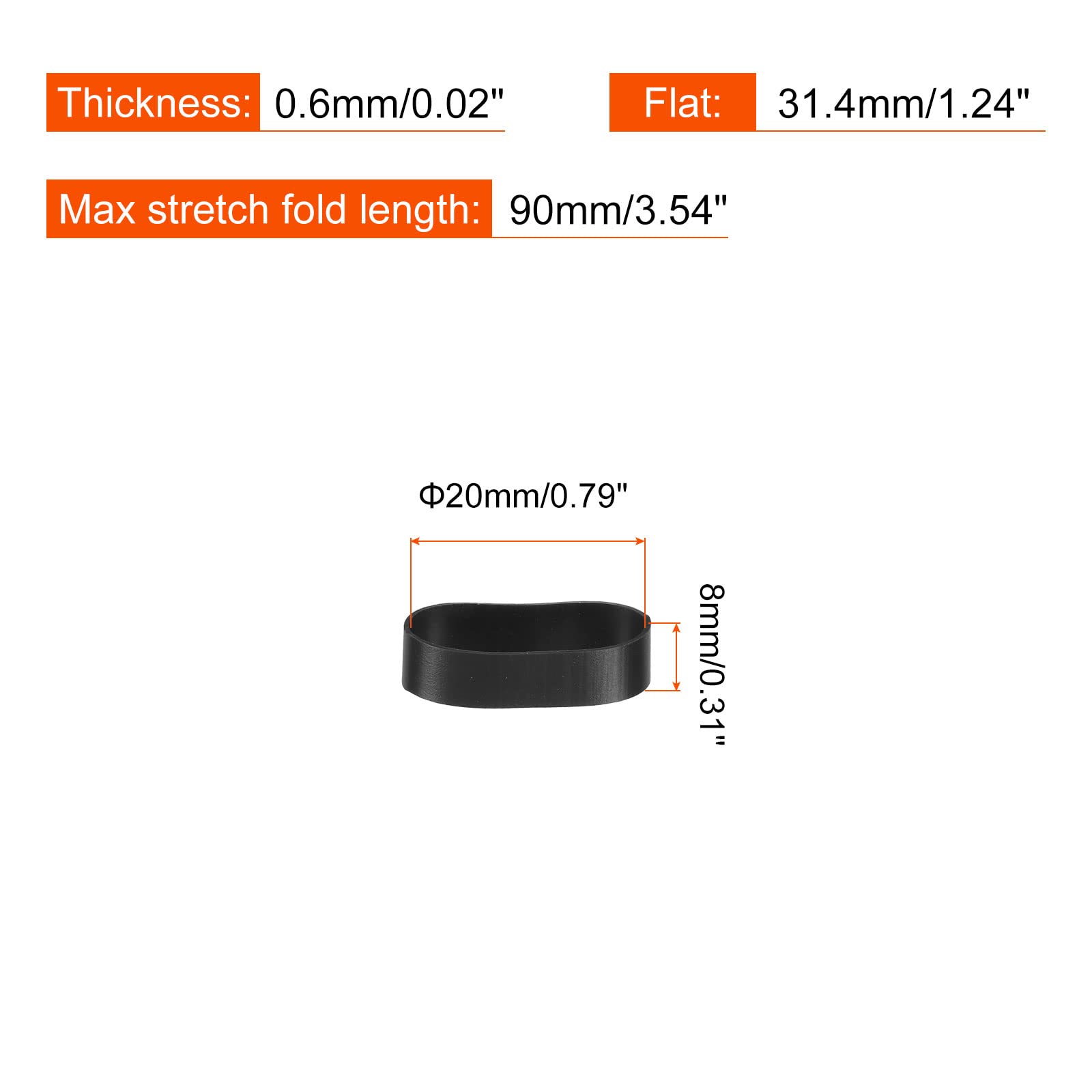 PATIKIL Silicone Rubber Bands Cable Ties 200pcs Non-slip 1 1/4