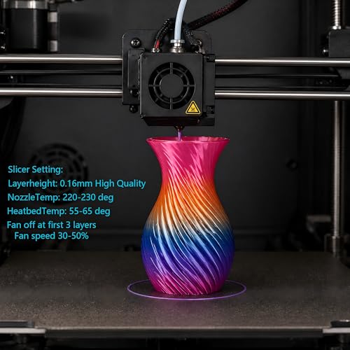 Image of PLA Filament 1.75mm, Fast Color Change Silk Rainbow, Glossy Multi Color 3D Printer Filament, Quick Rainbow PLA Filament for FDM 3D Printing, 1kg Spool