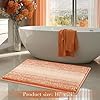 BSICPRO Bathroom Rugs, Bath Mat Rug for Bathroom Non Slip 17 x 24 Inches Water Absorbent Chenille Floor Mats Machine Washable (Pumpkin Orange and Cream) #5