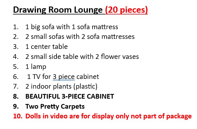 TinyMinyWorld Dollhouse Accessories Doll House Furniture Set (Wooden): Drawing Room - Kitchen - Bedroom - Toilet (Drawing Room Lounge) 2