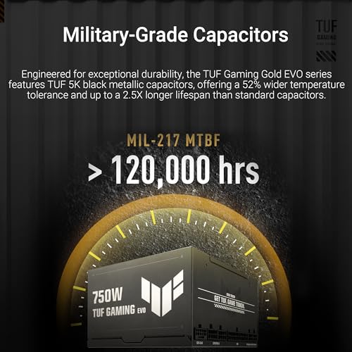 TUF Gaming 750W Gold EVO, Alimentatore Certificato 80+ e Cybenetics Gold, PCIe 5.1, SATA e ATX 3.1, Ventole a Doppia Sfera, Rivestimento Prottetivo PCB, Cavi Incisi, Nero, TUF-GAMING-750G-EVO - Alimentatore - Immagine 3