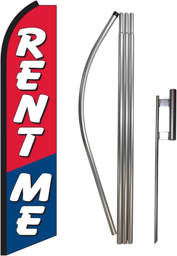 Rent Me Swooper Feather Flag, Flagpole, & Ground Spike Kit