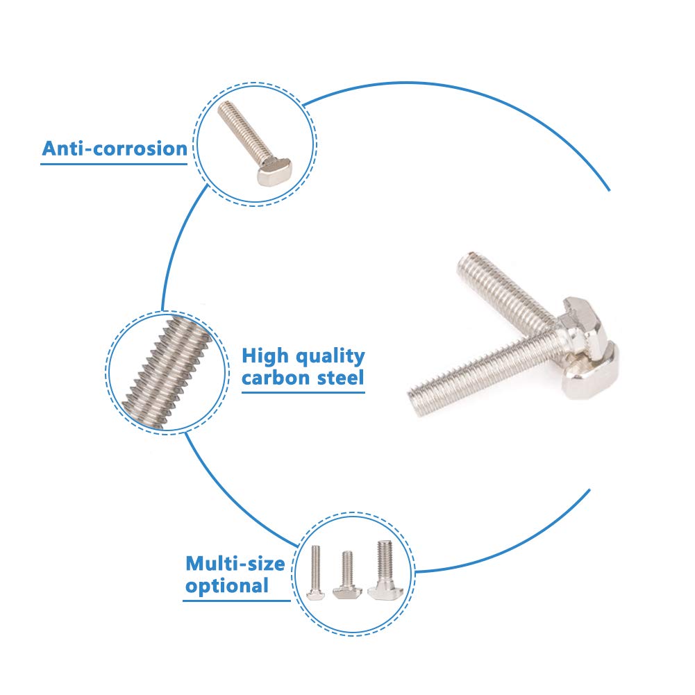 Bulloni A T M5x25 Mm Acciaio Nichelato - Per Profili Alluminio Serie 20, Confezione Da 30