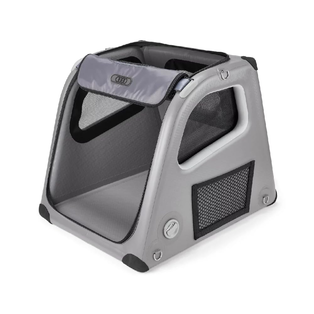 Audi Hundebox Aufblasbar Größe S, Transportbox für Hunde bis 18 kg, Wasserabweisend, 560x610x750 mm, mit Ladekantenschutz