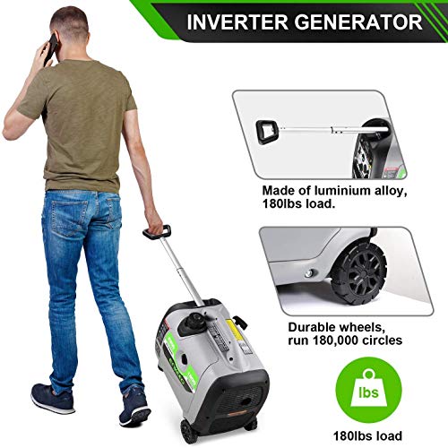 ENKEEO 2300W Generator Portable Inverter, Fuel Power Inverter Generators SC2300i Gas Petrol Powered Power Supply 120V Output, Super Quiet Parallel Ready for Camping Travel