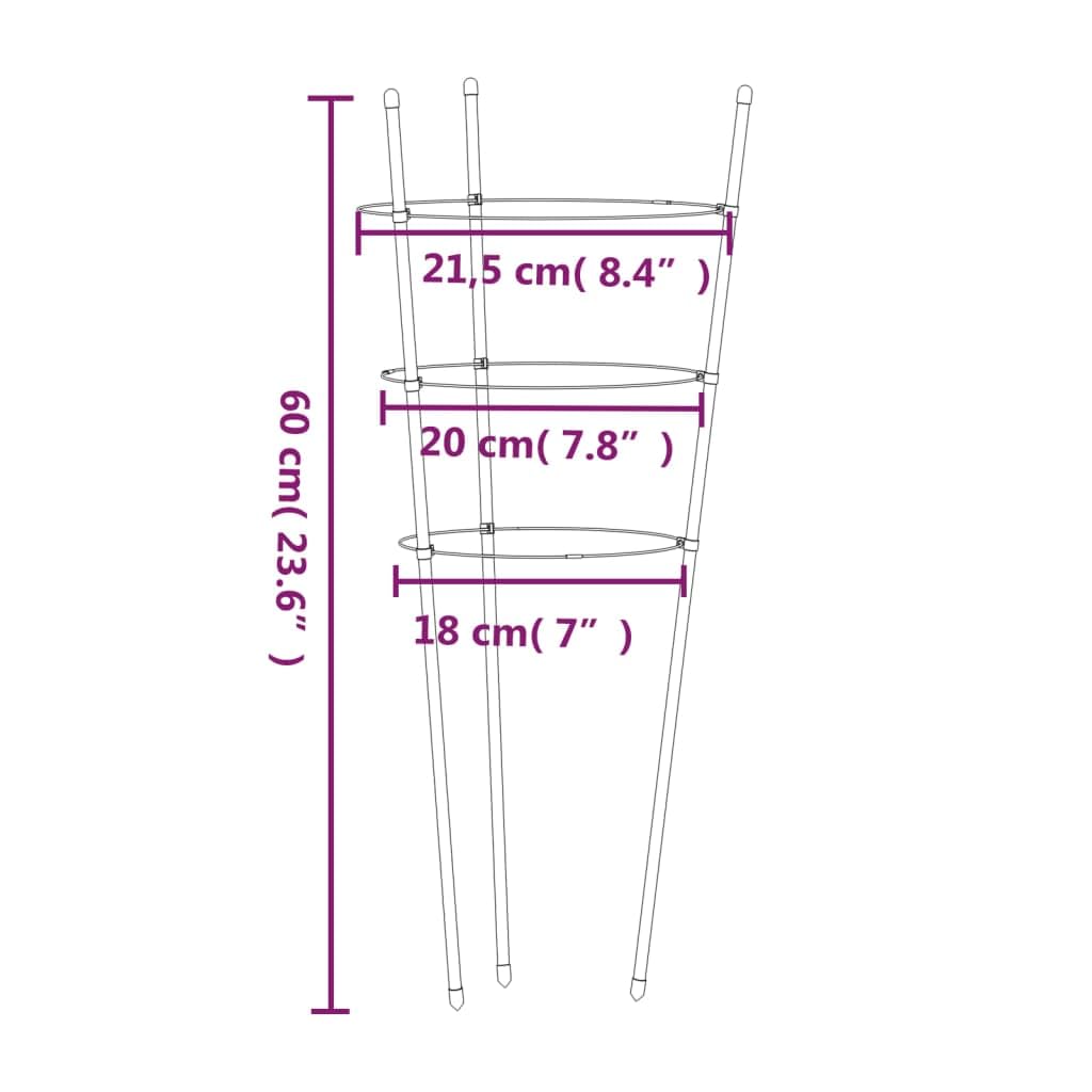 Soportes resistentes para plantas trepadoras, con 3 anillos para verduras, 5 unidades de acero para tomates y pepinos