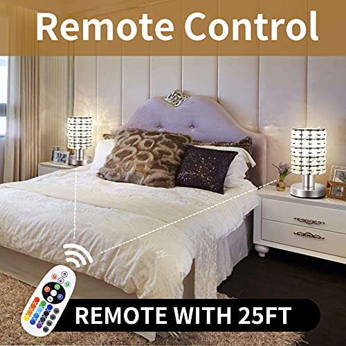 Kisriver Crystal Table Desk Lamp With Remote Control 16 Colors Changing & 4 Levels Brightness Elegant Rgb Led Bedside Light Decorative Nightstand Lamps For Party Home/Bedroom/Living Room (Silver) #TOP5