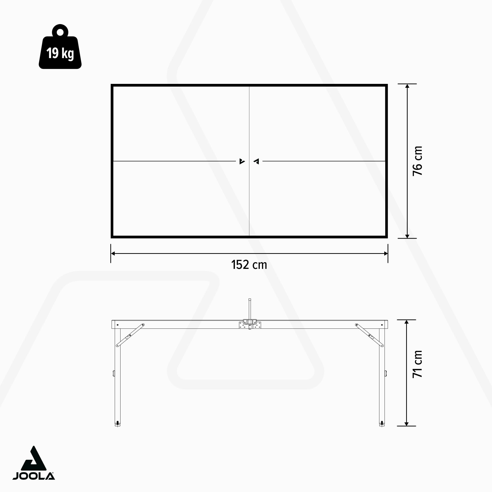 JOOLA Midsize X - Tavolo da ping pong compatto per interni, pieghevole, con rete, 152 x 76 cm