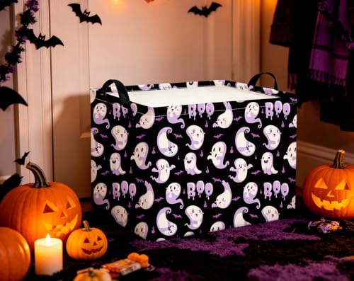 Image of CLOCOR Rectangular Storage Basket,Waterproof Books Box with Handles,Gift Basket(UU Ghost Halloween)