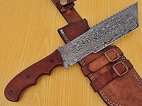 Poshland TR-57 Custom Handmade Damascus Steel Tracker Knife- Stunning Micarta Handle
