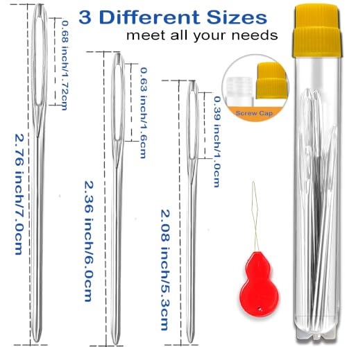 Image of 15Pcs /3Sizes Large Eye Blunt Yarn Needles kit, Knitting Needles, Yarn Needles, Quilting Needles with 2 Threaders, Weaving Stringing Needles for Knitting Crochet