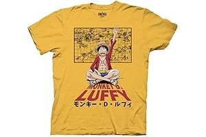 One Piece Anime Kids' Short Sleeve T-Shirt: Monkey D. Luffy Map (Officially Licensed)