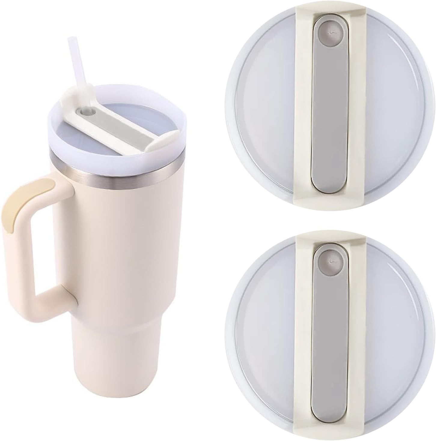 2pcs 40oz Tumbler Lids, Stanley Cup Accessories, Spill Proof & Splash Resistant, Replacement Cup Tumbler Compatible With Straw Hole, Drink Covers