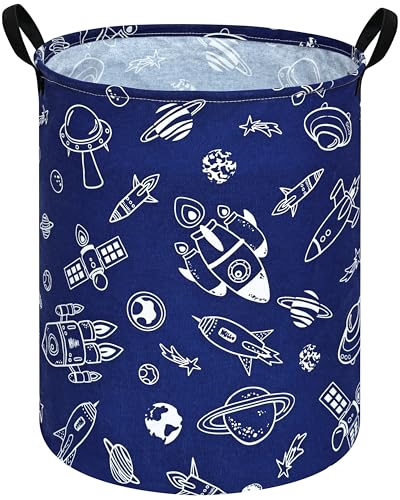 Image of DUYIY Round Laundry Hamper Storage Basket Laundry Organizer Hamper Storage Bins Clothes and Toys Box Nursery Hamper Gift Basket For Kids with Handles