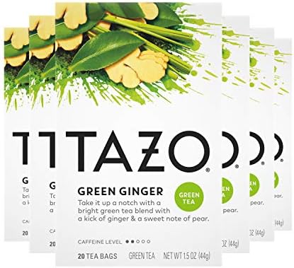 TAZO Tea Bags, Green Tea, Green Ginger, 20 Count (Pack of 6)