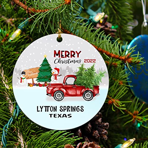 Christmas Ornament Tree 2022 City State Ornament Lytton Springs Texas Ornaments Long Distance Love Decoration For Xmas Gifts For Family Best Friends Resent Mdf Plastic 3" White #TOP16
