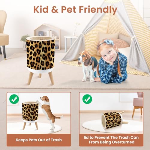 Bote de Basura Redondo Plástico 7L con Tapa Estampado Leopardo miniatura 4