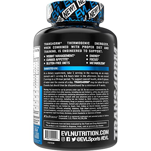 EVL Thermogenic Fat Burner Pills - Weight Loss Support and Fast Acting Energy Booster - Trans4orm Green Tea Fat Burner Pills, Metabolism Support, Appetite Support, Weight Loss Supplement (30 Servings) - Image 6