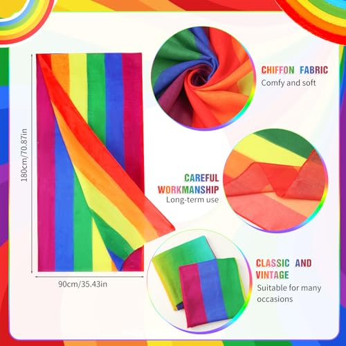 4 Pcs Rainbow Pride Voile Shawl for Women 2 Styles Lightweight Soft Scarf LGBT Stripes for Party Outfit Accessories2