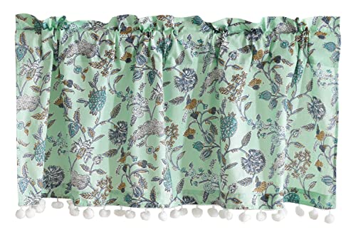 Image of Ravaiyaa - Attitude Is Everything Hand Printed Half Window Kitchen Curtain 100% Cotton Short Drapery Valance Curtain 40 inch X 18 inch Inch (Sege Green) - Semi-Sheer, Rod Pocket