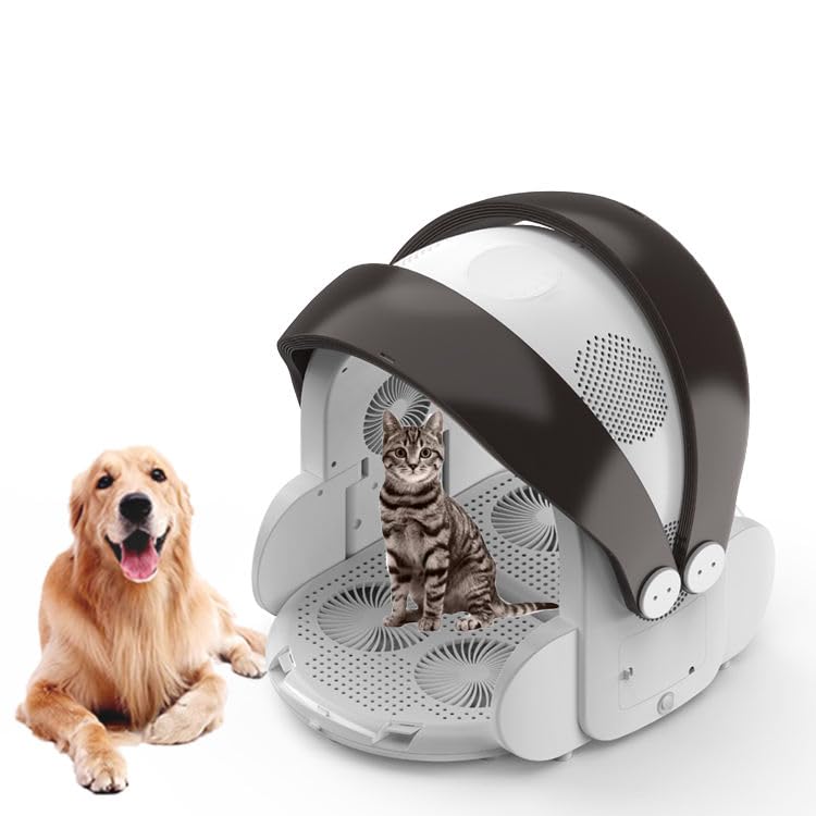 Secador de pelo portátil para gatos, secador de pelo plegable para gatos y perros pequeños, secador automático de mascotas para gatos y perros pequeños, secador de gato silencioso de temperatura