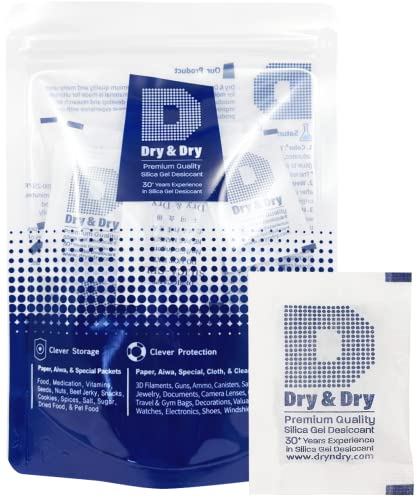 Dry & Dry 5 Gram [55 Packets] Premium Silica Gel Packets Desiccant Packs Dehumidifiers - Rechargeable Fabric Silica Packets, Silica Gel Packs, Silica Gel #TOP21