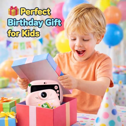 Image of Casaquin Kids Instant Print Camera - 1080P HD Digital Video Camera with Built-in Thermal Printer, Mini Games | Birthday Gift for Boys & Girls Ages 3-12 (2 Paper Rolls Included, Random Color)