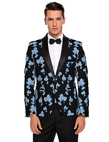 COOFANDY Mens Blazers Slim Fit Stylish Casual Notched Lapel Suit Coat One Button Suit Jacket (Small(Chest 41.3''), Type2-Black)