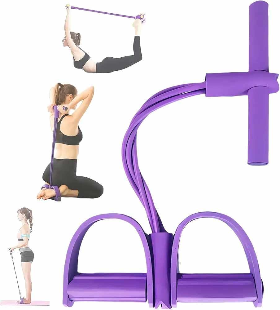 Abdominal Trainer, Sit-Up Training Equipment, Bodybuilding Expander, Full Body Trainer for Home, 6 Tubes, Elastic Pull Rope, Multifunctional Leg Fitness, Weight Loss, Training, Yoga (PURPLE)