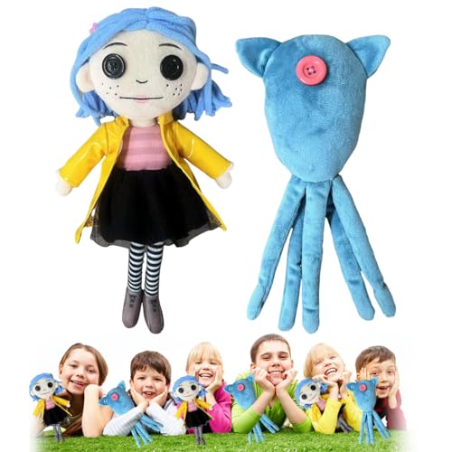 YISKY Coralin Muñeco de Peluche, Pulpo con Un Ojo Botón, Almohada de Calamar, Muñeca para La Fiesta de Cumpleaños de Los Niños