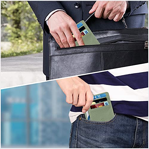 Image of FINTIE Slim Minimalist Front Pocket Wallet, RFID Blocking Credit Card Holder Card Cases with ID Window for Men Women (Sage Green)
